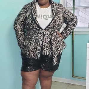 Eloquii Silver sequin robe jacket
